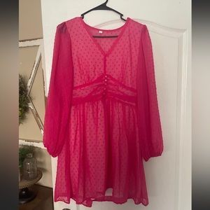 Pink long sleeve dress size Large